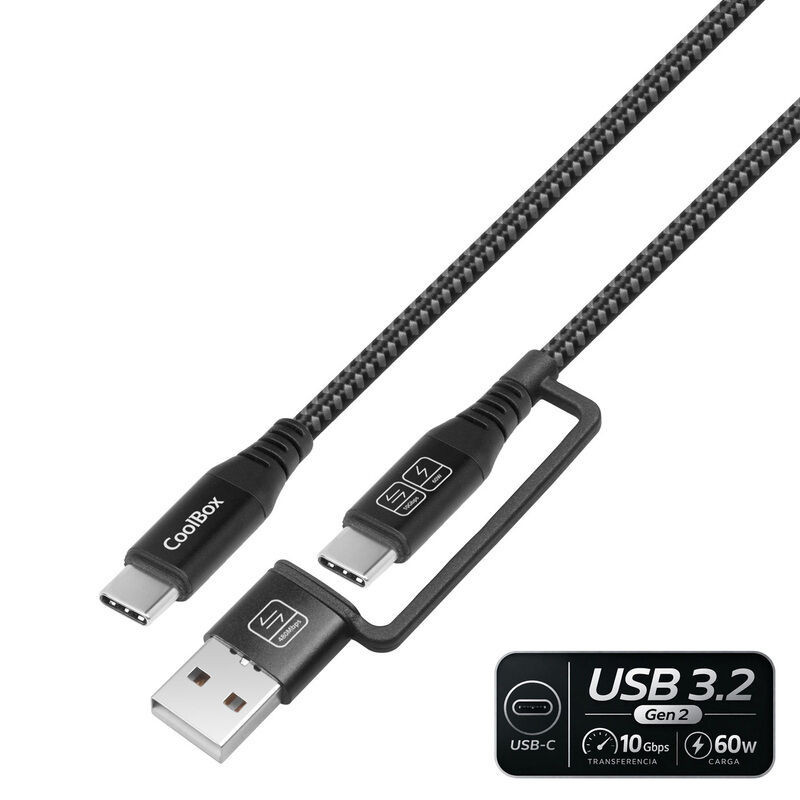 CABO 60W USB-C/USB-C+A/3.2GEN2/DADOS 10GBPS/CARGA RAPIDA1.8MTS
